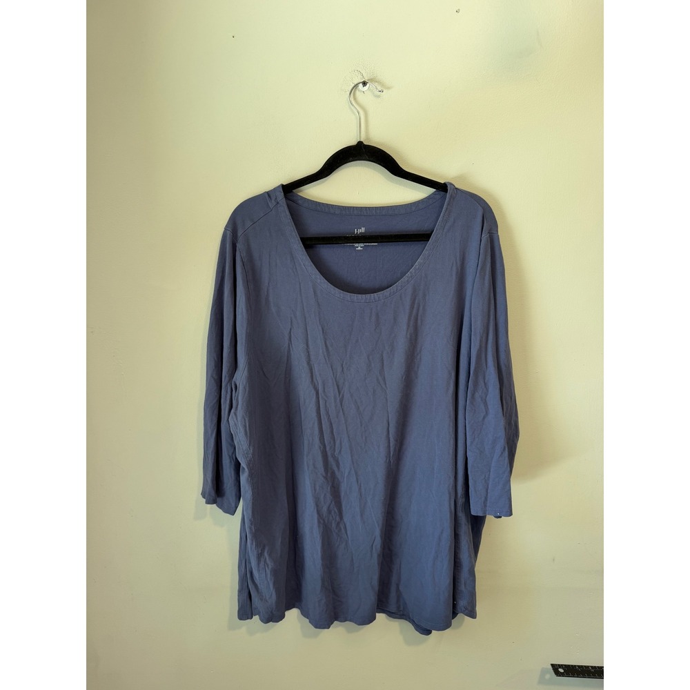 J. Jill Luxe Supima A-Line Tunic Blue 3/4 Sleeve Scoop Neck Top 3X RN 97641